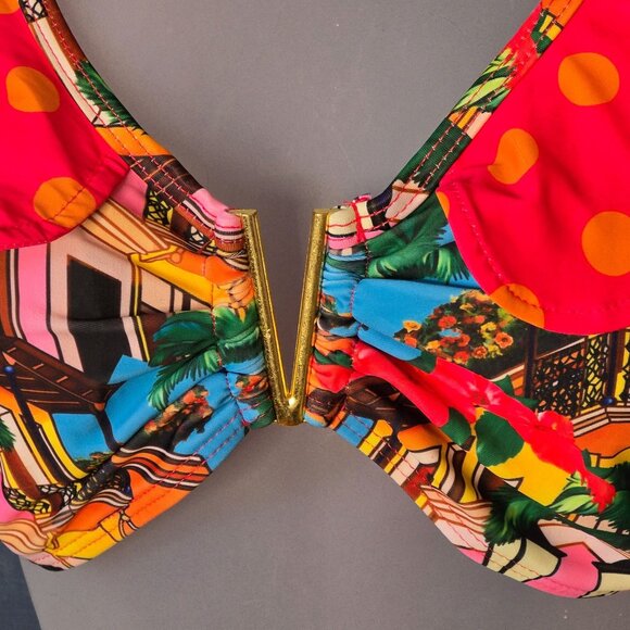 Colorful Ruffle Bikini Top - Picture 2 of 6